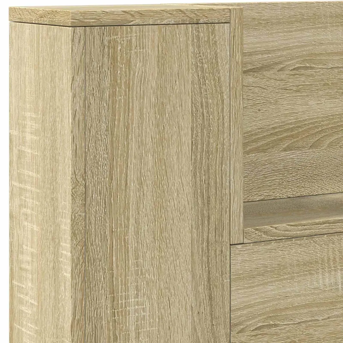Storage Headboard with LED Lights Engineered Wood Brown Bedroom Furniture Shelves