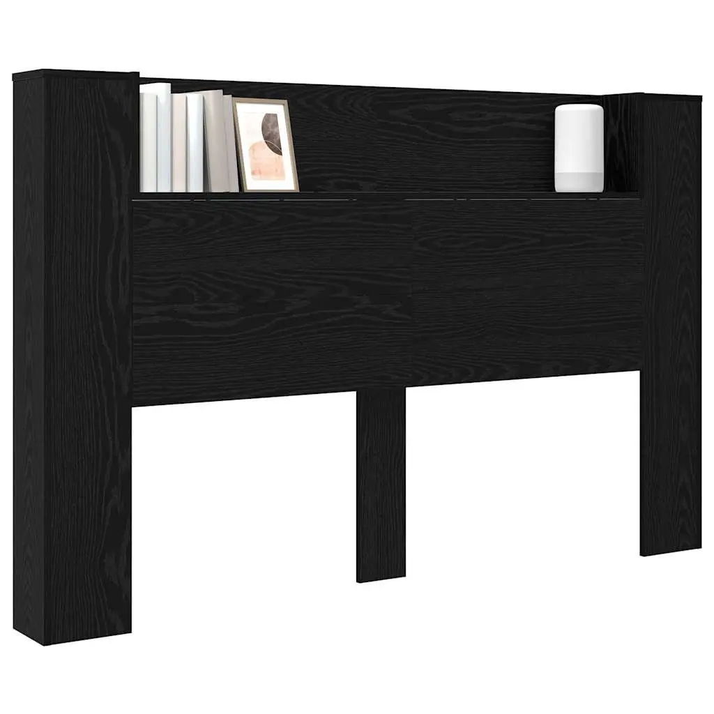 Storage Headboard with RGB LED Lights Engineered Wood Black