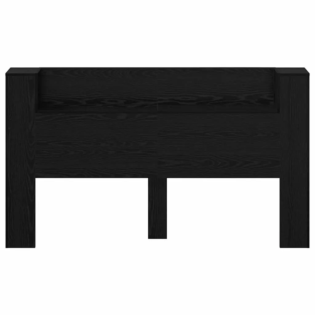 Storage Headboard with RGB LED Lights Bedroom Furniture Black Engineered Wood