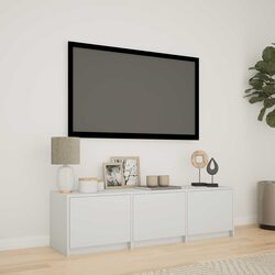 TV Cabinet with LED Lights White Engineered Wood Storage Unit Lounge Media