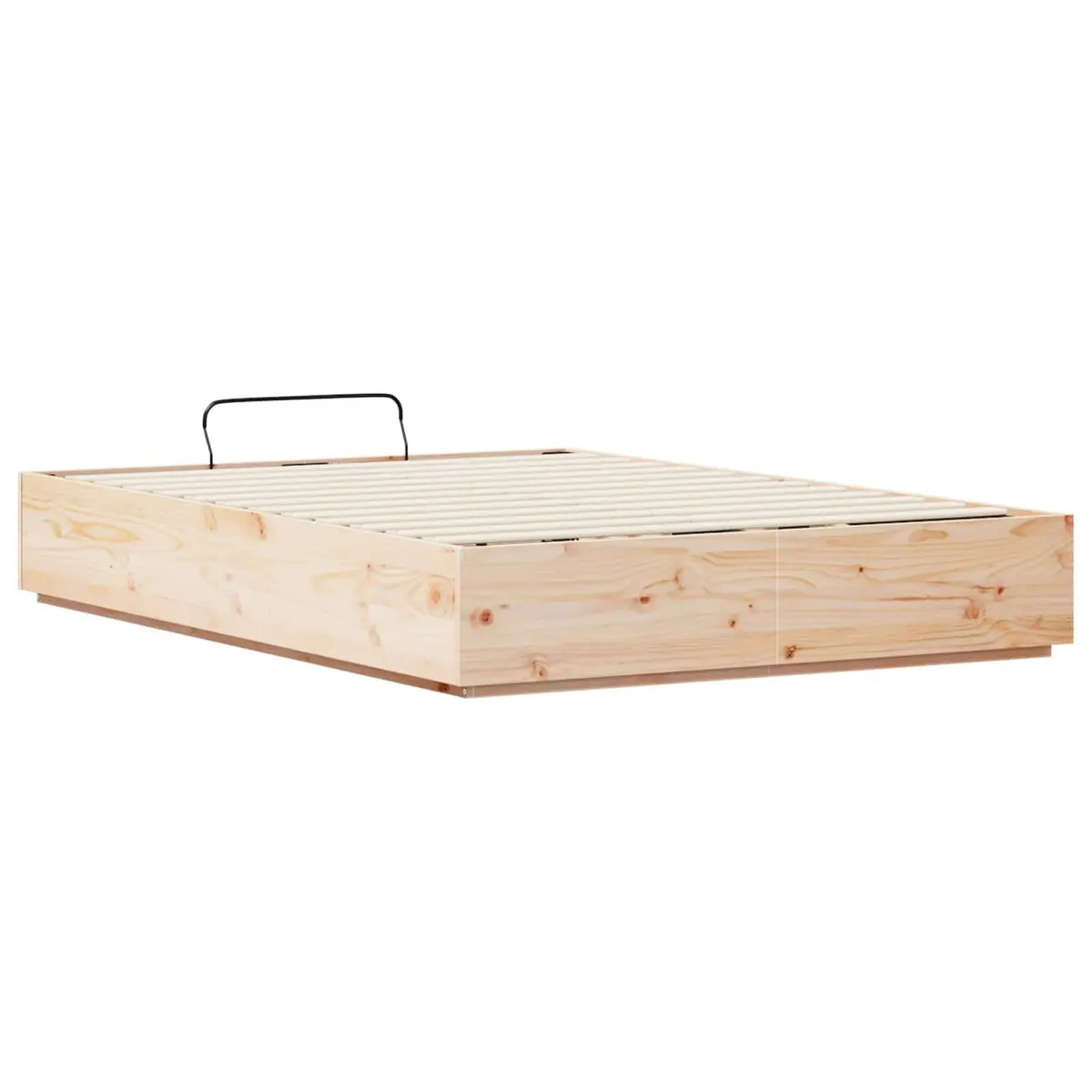 Ottoman Bed Frame with Storage Hydraulic Lift System 150 x 200 cm Brown Solid Pine Wood