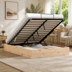 Ottoman Bed Frame with Storage 150 x 200 cm Modern Brown Bedroom Furniture