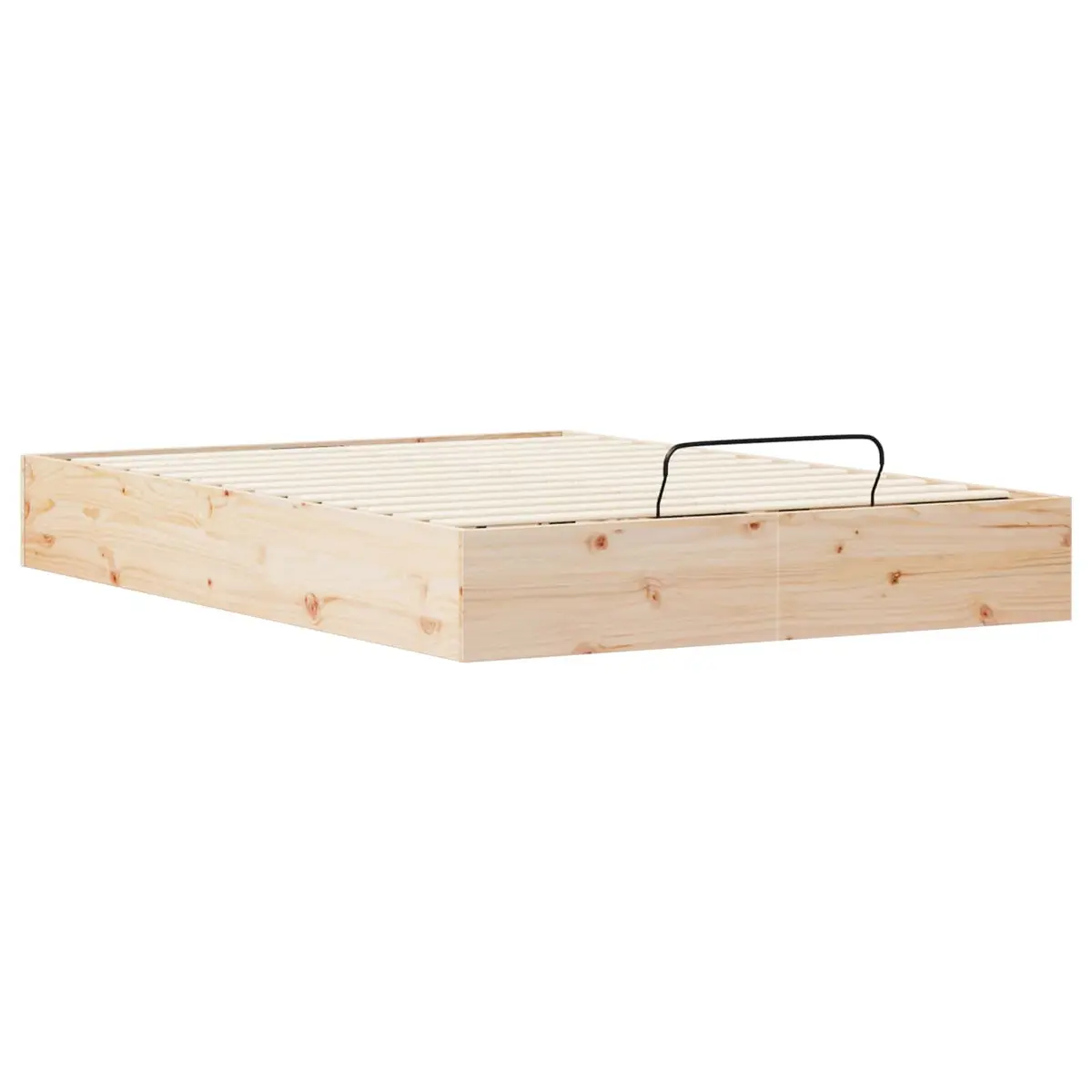 Ottoman Bed Frame with Storage Gas Lift 150 x 200 cm Modern Brown Solid Pine Wood