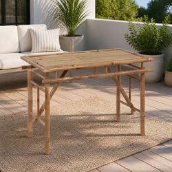 Folding Garden Table 115x50x75cm Outdoor Patio Dining Camping Portable Brown