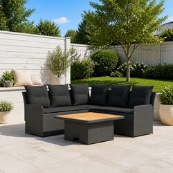 4-Piece PE Rattan Furniture Set with Cushions Indoor Outdoor Patio Lounge Sofa