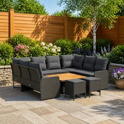 Outdoor Furniture Set 8 Piece Patio Lounge Sofa with Cushions Rattan Garden