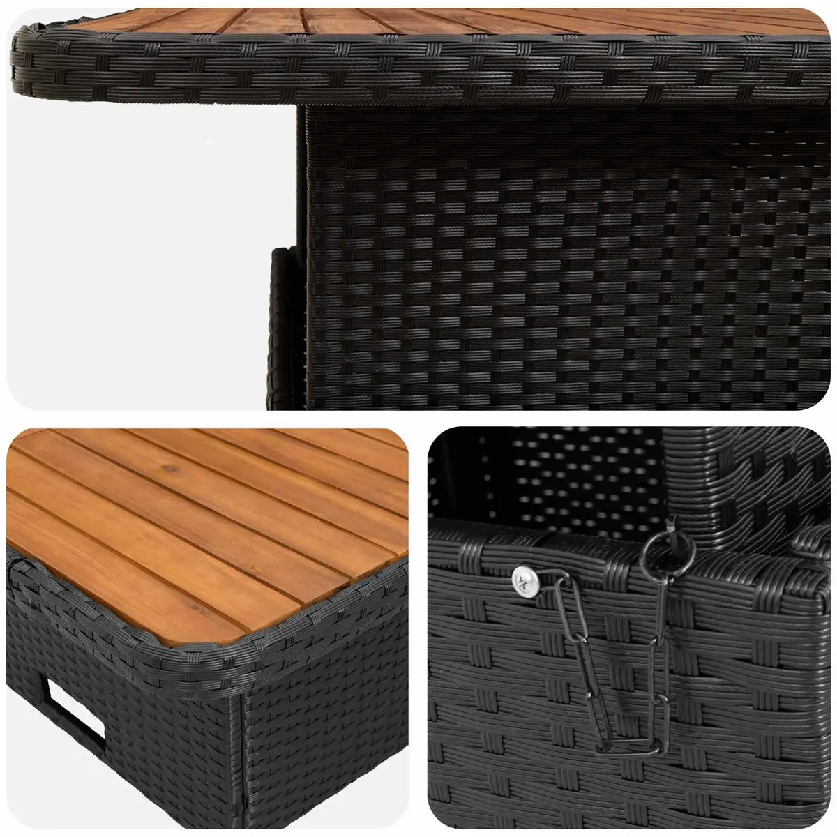 Outdoor Furniture Set 7 Pieces Patio Sofa Garden Lounge Rattan Black with Cushions