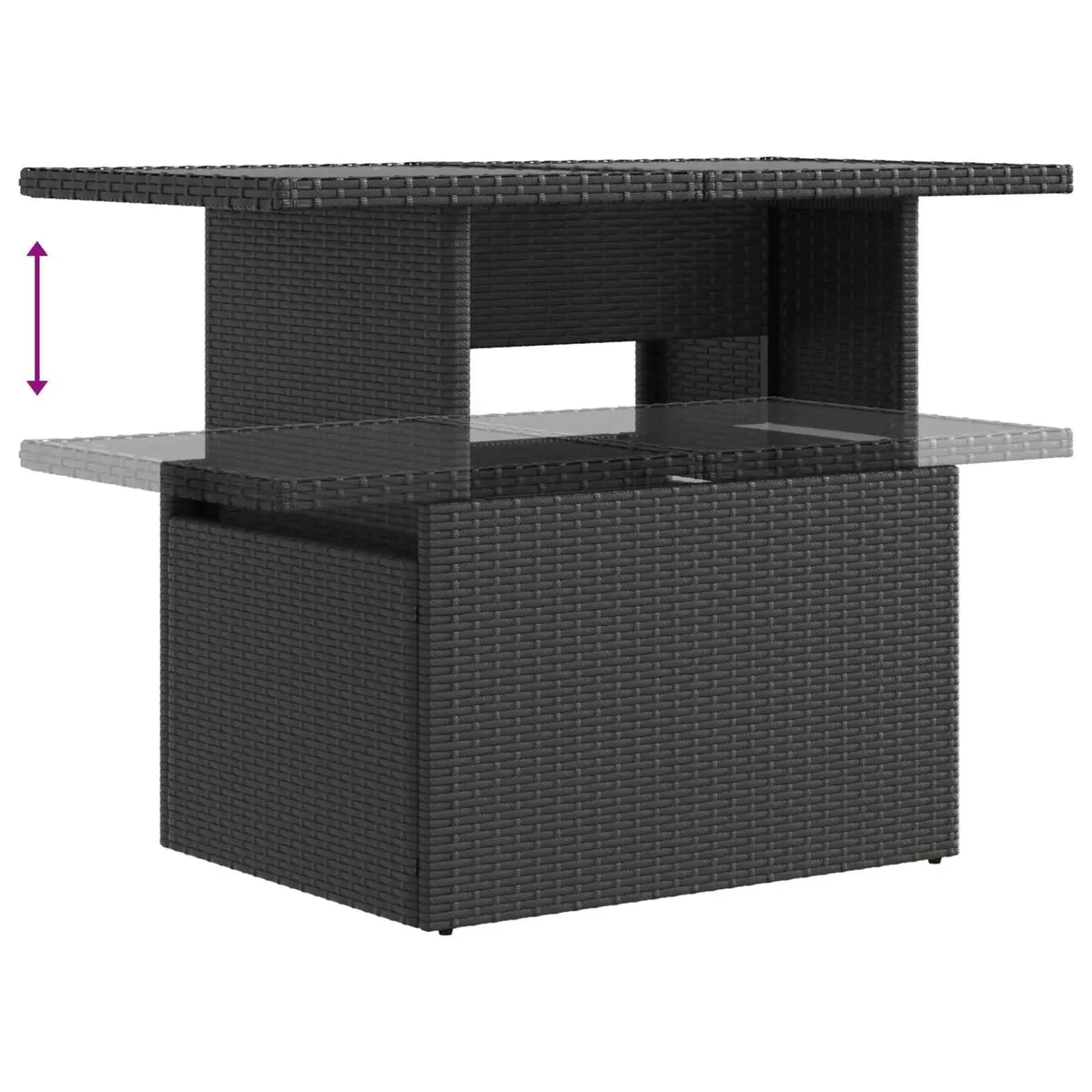 Outdoor Dining Set 3 Pieces Black Poly Rattan Garden Furniture Adjustable Lounge