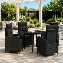 5 Piece Sofa Table Set Black PE Rattan Outdoor Garden Patio Furniture Seating