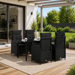 Outdoor Sofa Table Set 5 Piece PE Rattan Garden Furniture Black