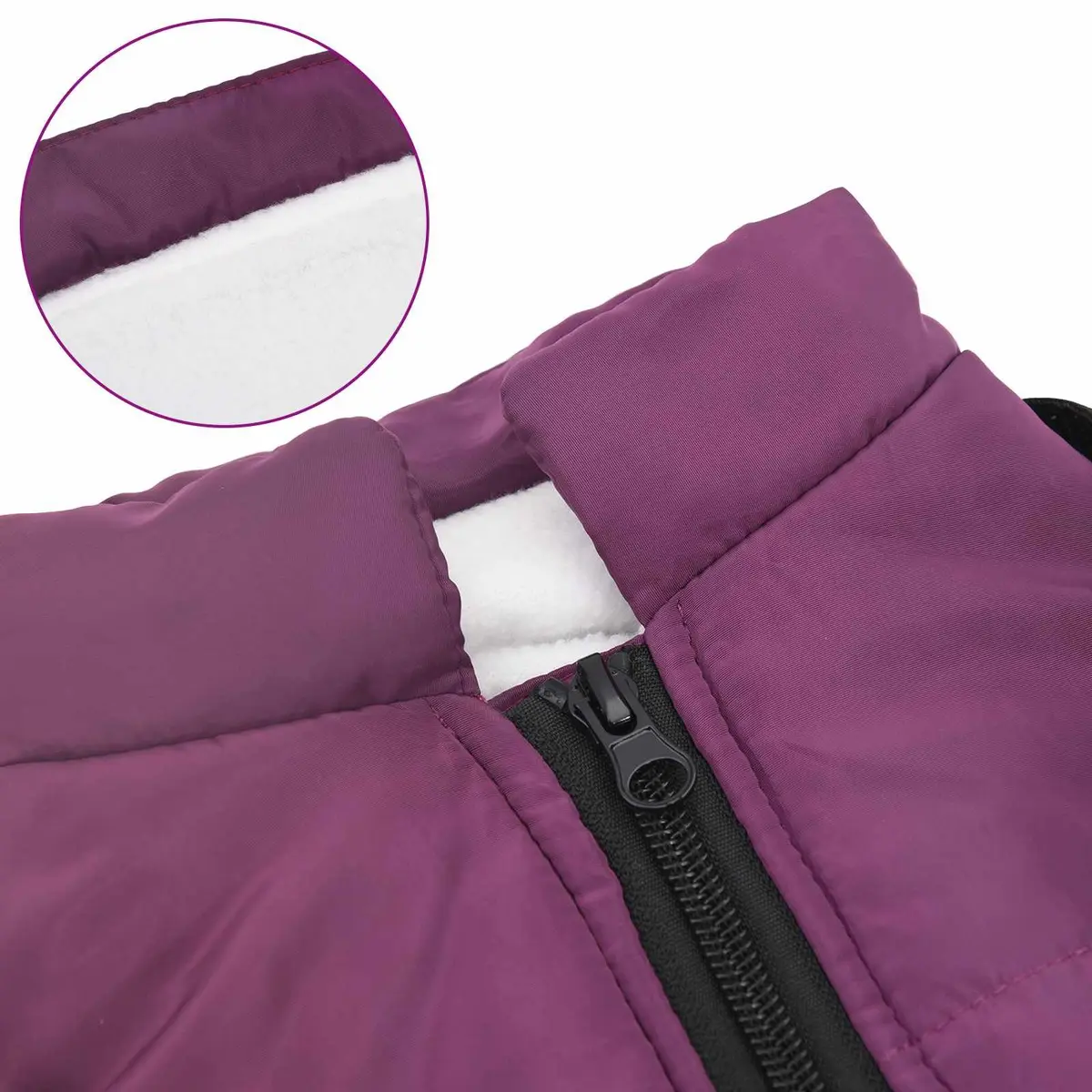 Dog Coat Waterproof Windproof Adjustable Harness Fleece Polyester L28 Purple