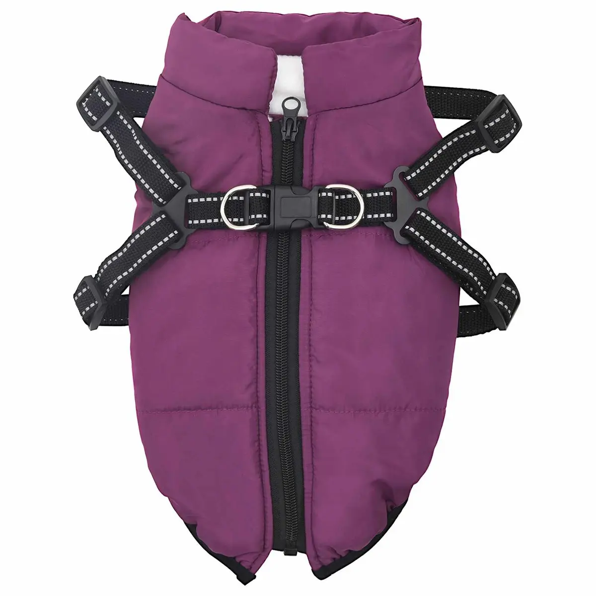 Dog Coat Water-Resistant Windproof Adjustable Fleece Polyester L40 Purple