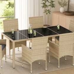 Glass Table Top 100x50cm Black Outdoor Indoor Furniture Minimalist Modern Dining