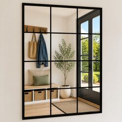 Wall Mirror Black 80x60 cm Metal Frame Hanging Indoor Home Decor