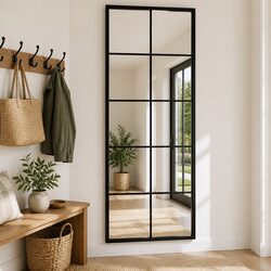 Wall Mirror Black 100x40 cm Metal Frame Horizontal Vertical Mounted Home Decor