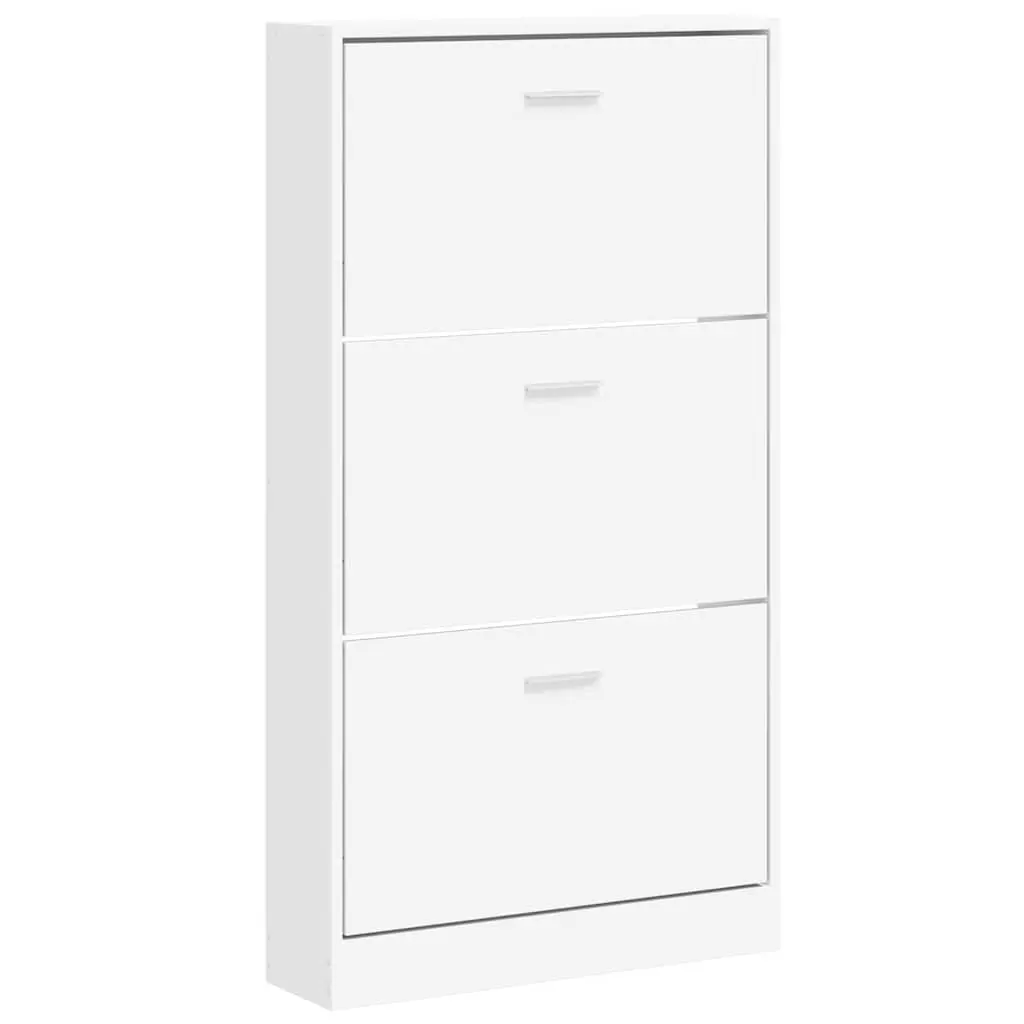 Shoe Cabinet White 59x17x108 cm Storage Organiser with 3 Drawers Hallway
