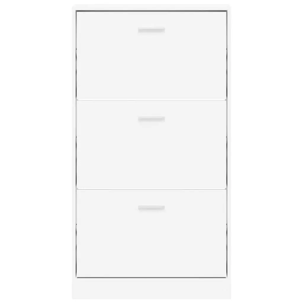 Shoe Cabinet White 59x17x108 cm Storage Organiser with 3 Drawers Hallway