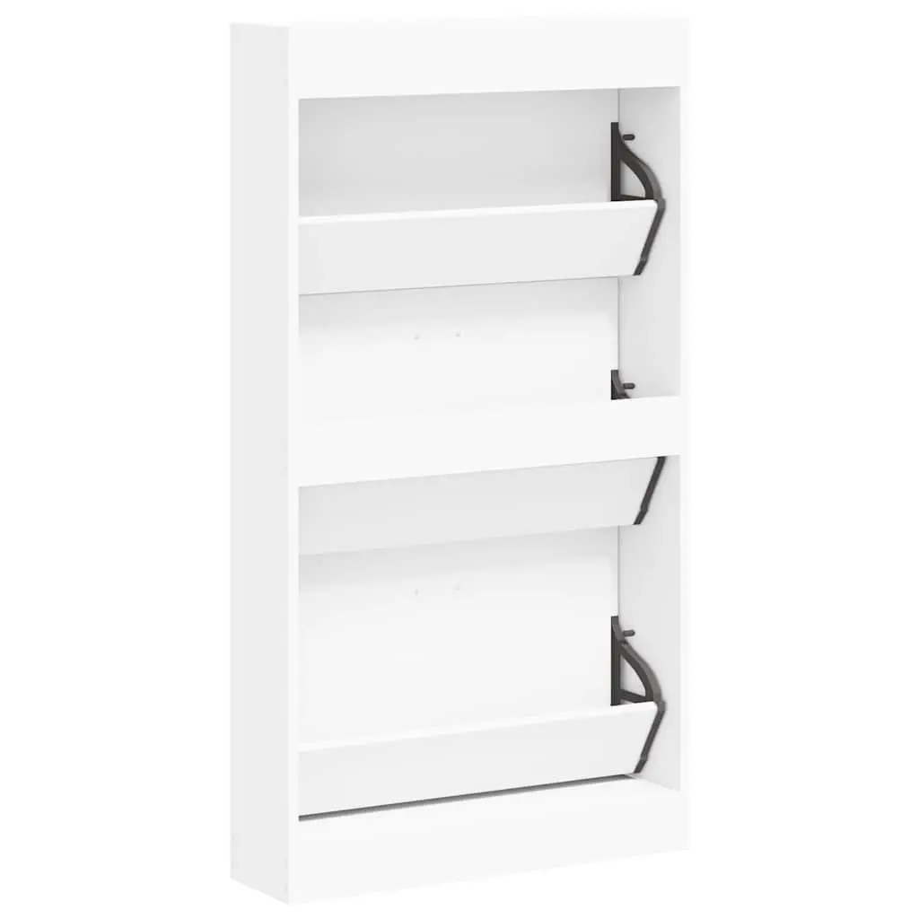 Shoe Cabinet White 59x17x108 cm Storage Organiser with 3 Drawers Hallway