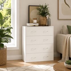 Sideboard Cabinet 4 Drawers Storage Furniture High Gloss White 60x30.5x71cm