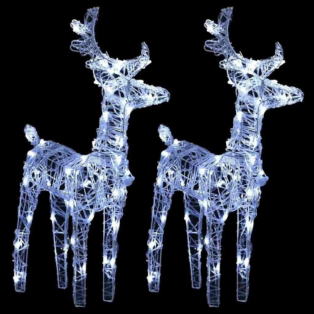 Christmas Reindeer Outdoor Decoration 2 Piece Acrylic Cold White 80 LED Lights
