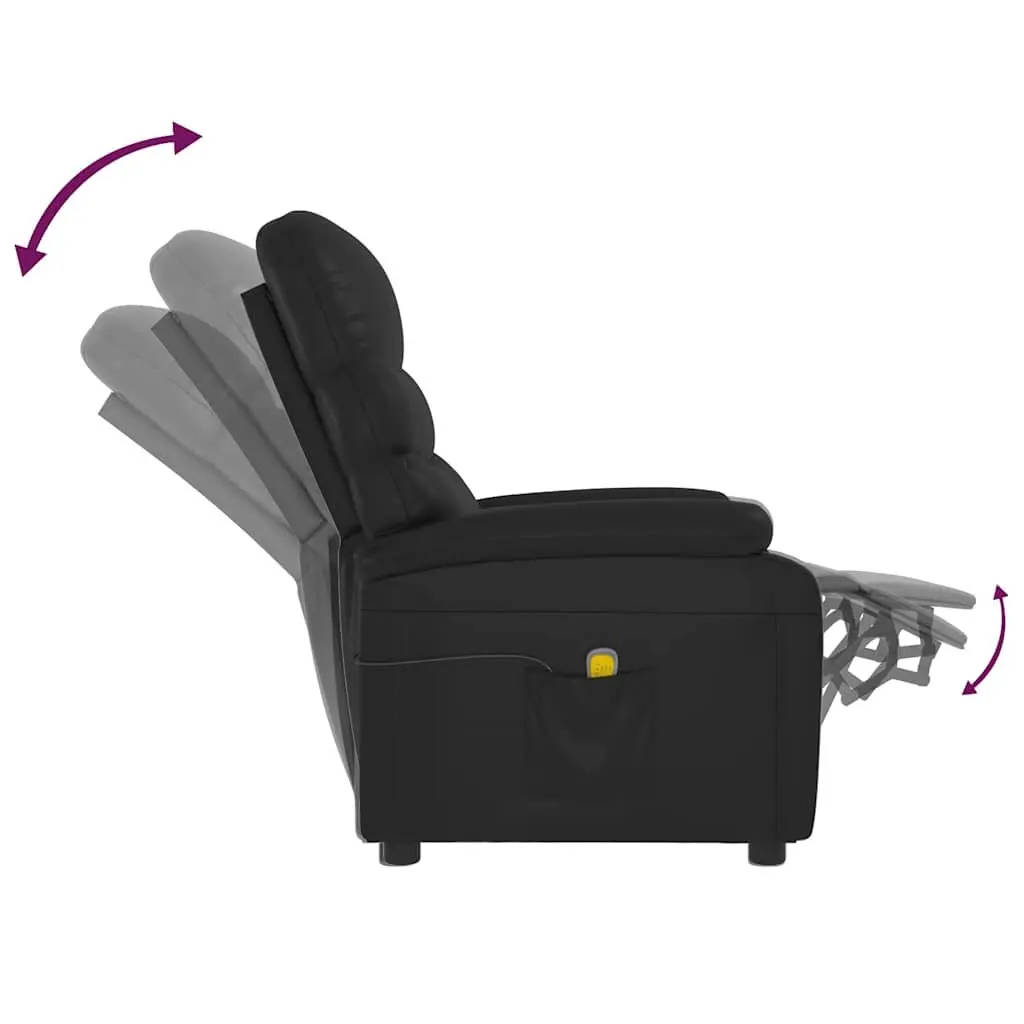 Electric Massage Chair 6 Massage Points Manual Recliner Black Faux Leather