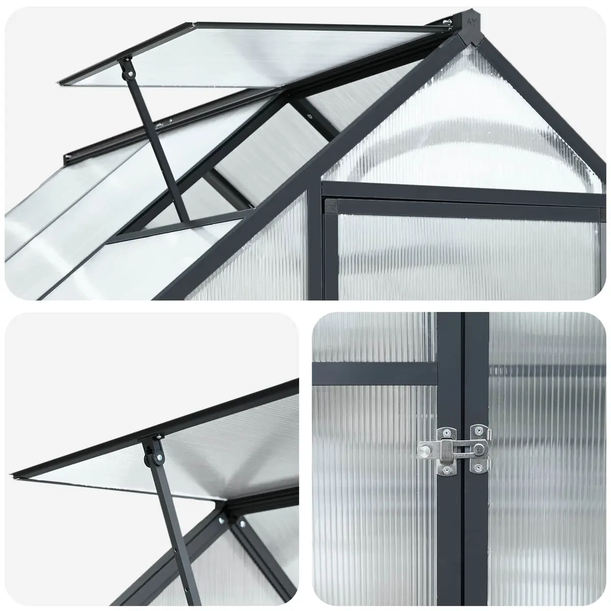 Garden Greenhouse Tunnel with Door Adjustable Height Anthracite