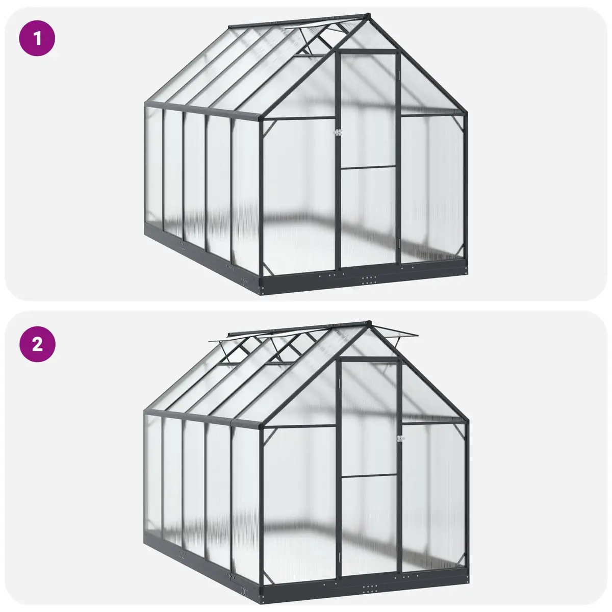 Garden Greenhouse Tunnel with Door Adjustable Height Anthracite