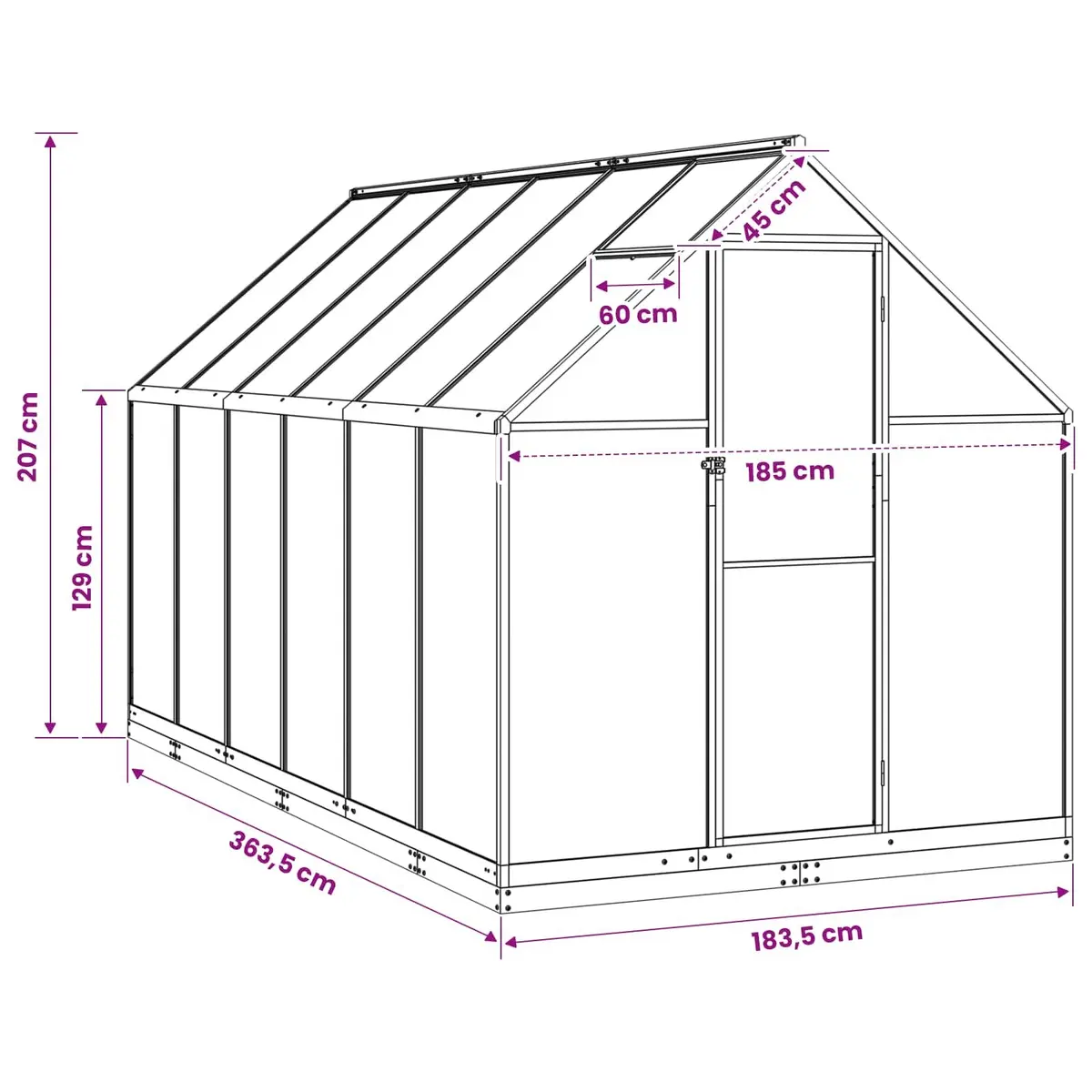 Garden Greenhouse Tunnel Anthracite Adjustable Height Portable