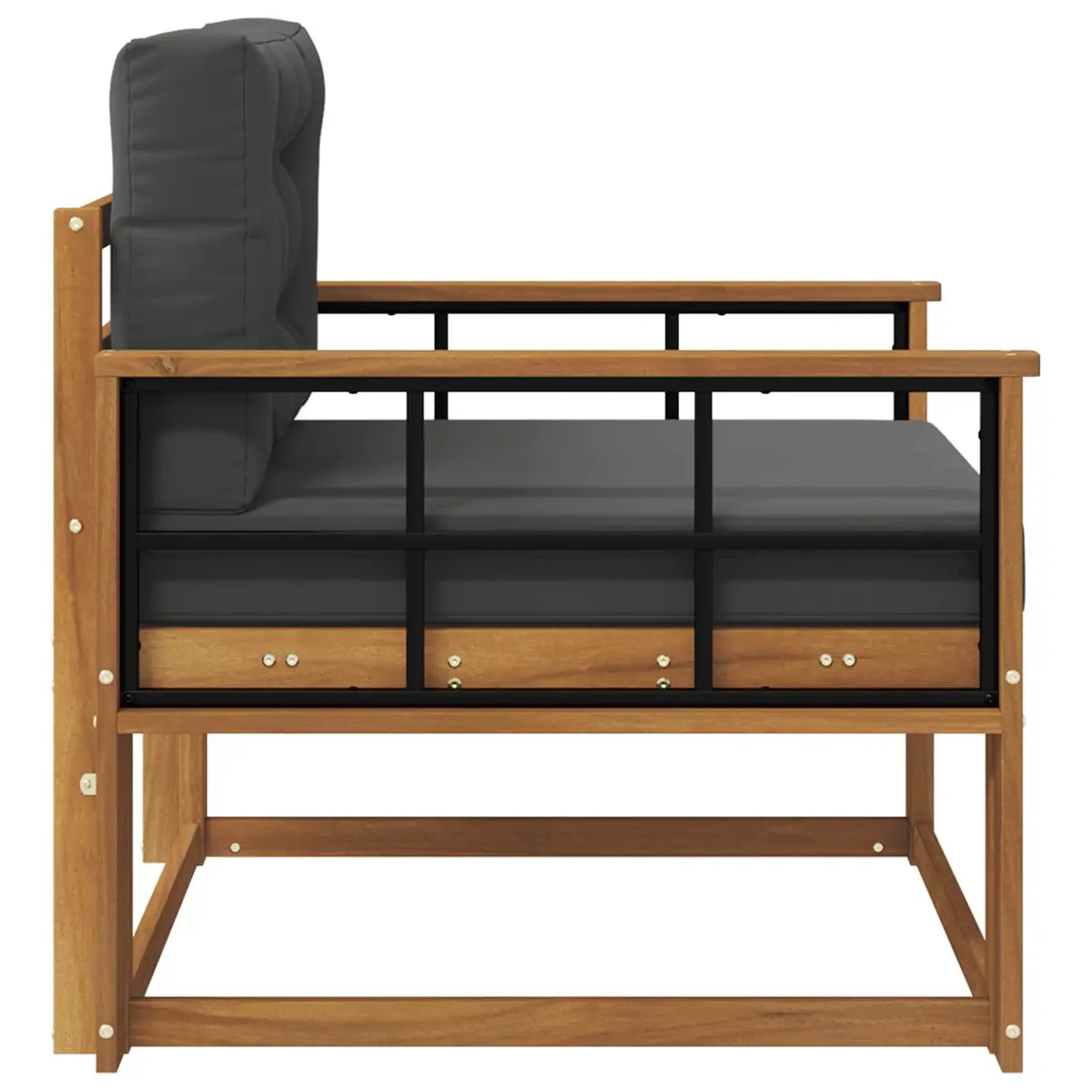 Outdoor Middle Sofa Section Acacia Wood Natural Brown Patio Lounge Furniture