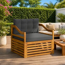 Outdoor Sectional Sofa Set Solid Acacia Wood Brown Garden Patio Furniture