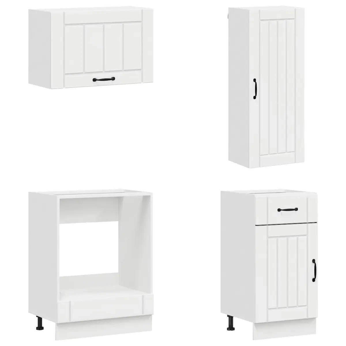 Kitchen Unit 8 Piece High Gloss White Engineered Wood Storage Cabinet Set