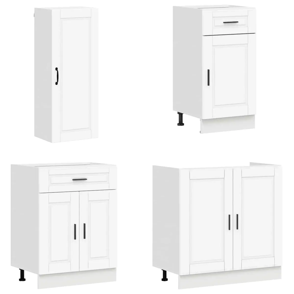 Kitchen Unit Engineered Wood Storage Cabinet 8 Piece White