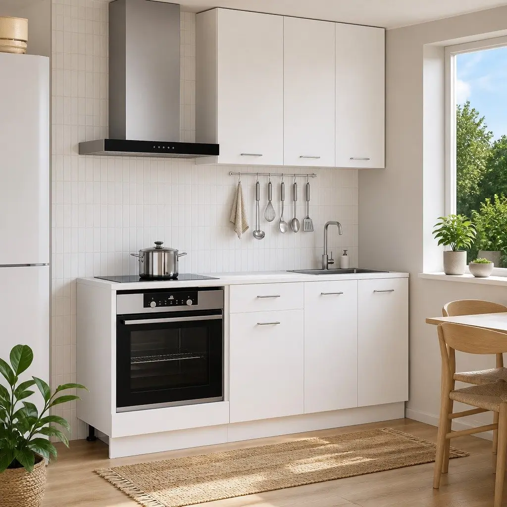 Kitchen Cabinet Unit 5 Piece White Engineered Wood Modern Storage Cupboard