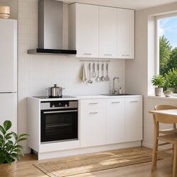 Kitchen Cabinet Unit 5 Piece White Engineered Wood Modern Storage Cupboard