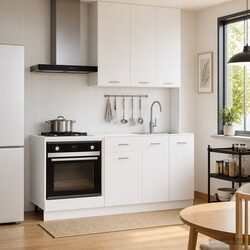 Kitchen Unit 5 Piece White Engineered Wood Modern Cabinet Storage Furniture