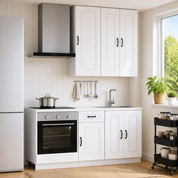 Kitchen Cabinet Unit 5 Piece White Engineered Wood Storage Organiser Adjustable