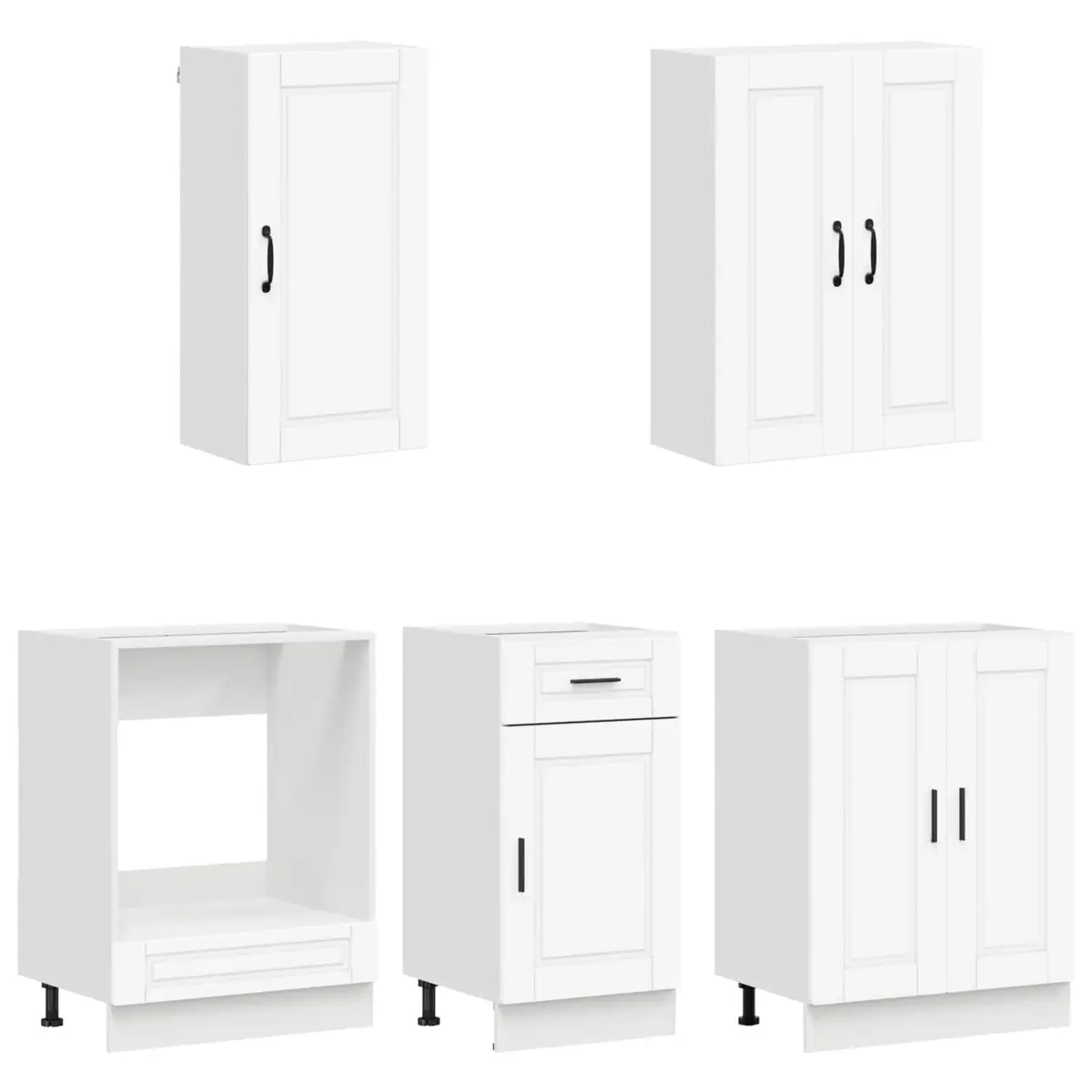 Kitchen Cabinet 5 Piece Modern Engineered Wood Storage Unit White
