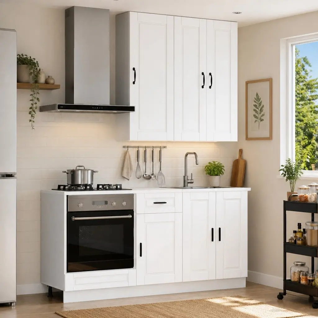 Kitchen Unit 5 Pcs White Engineered Wood Cabinet Storage Furniture