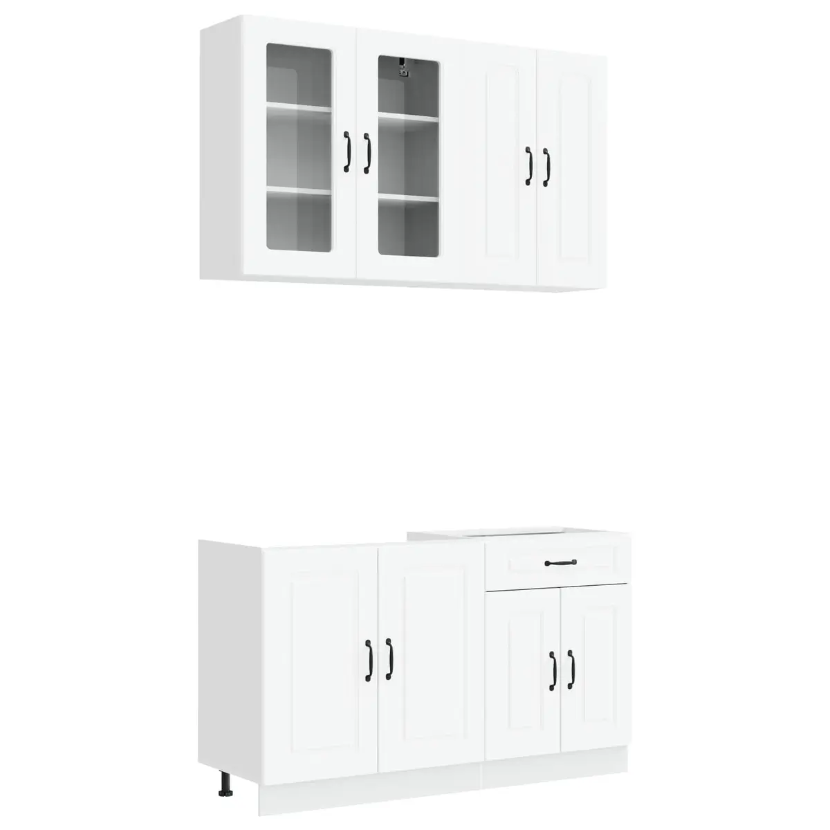 Kitchen Cabinet Unit 4 Piece White Storage Engineered Wood Adjustable Feet