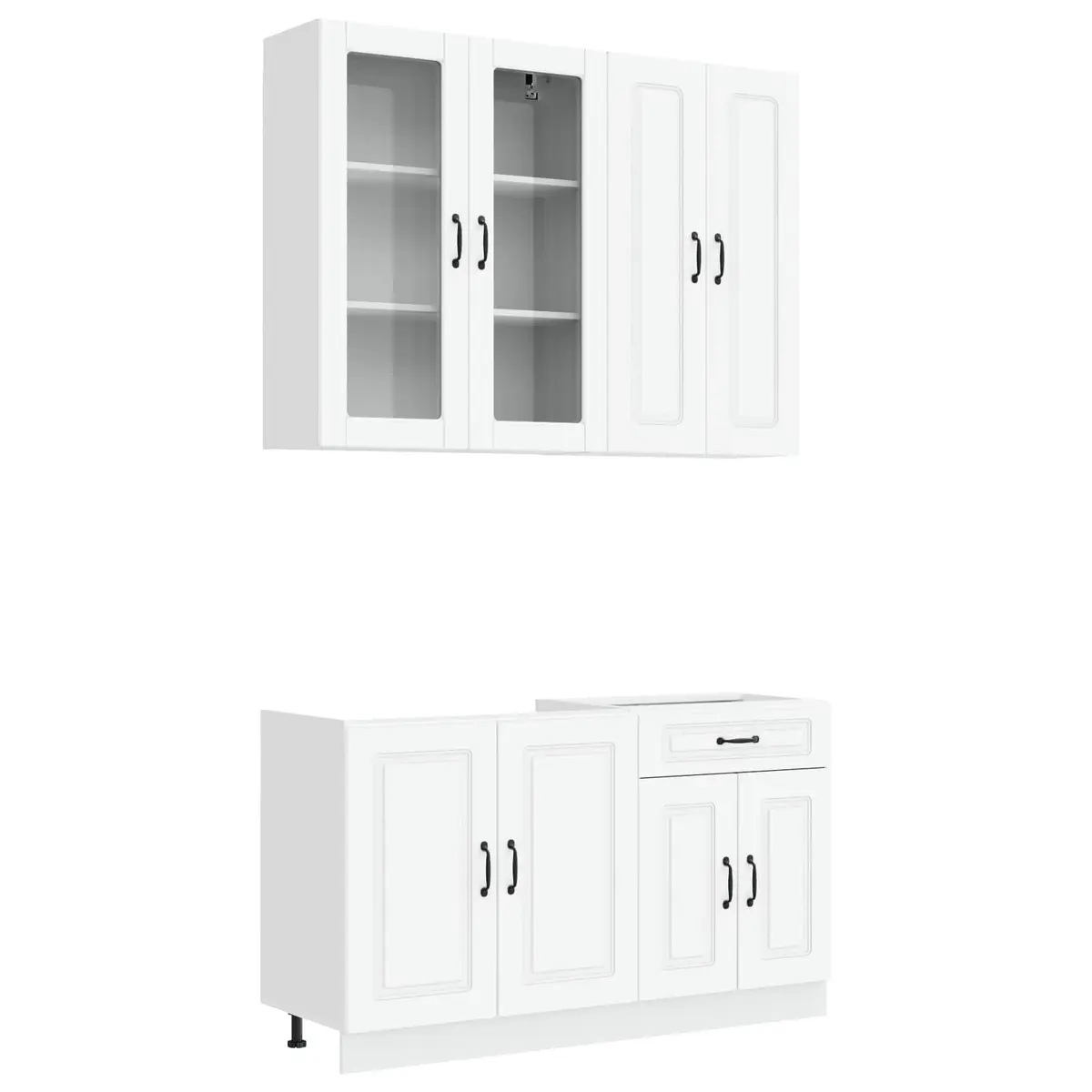 Kitchen Cabinet Unit 4 Piece White Engineered Wood Storage Adjustable Feet