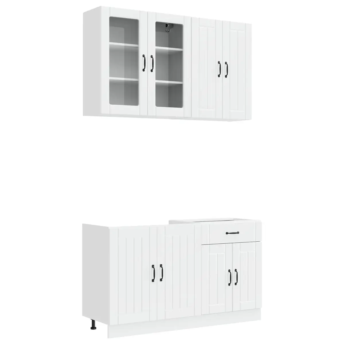 Kitchen Unit 4 Piece High Gloss White Engineered Wood Cabinet Storage Worktop