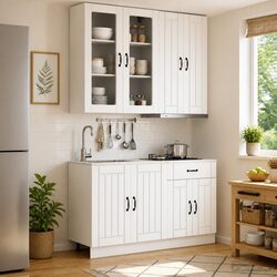 Kitchen Unit LUCCA 4 Piece White Engineered Wood Cabinet Storage Organiser