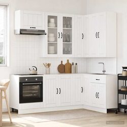 Kitchen Cabinet Unit 8 Piece High Gloss White Engineered Wood Storage Furniture