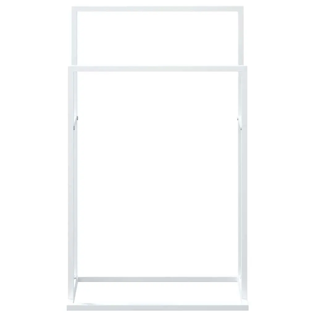 Freestanding Towel Rack 2-Tier Storage Organiser White Iron Frame