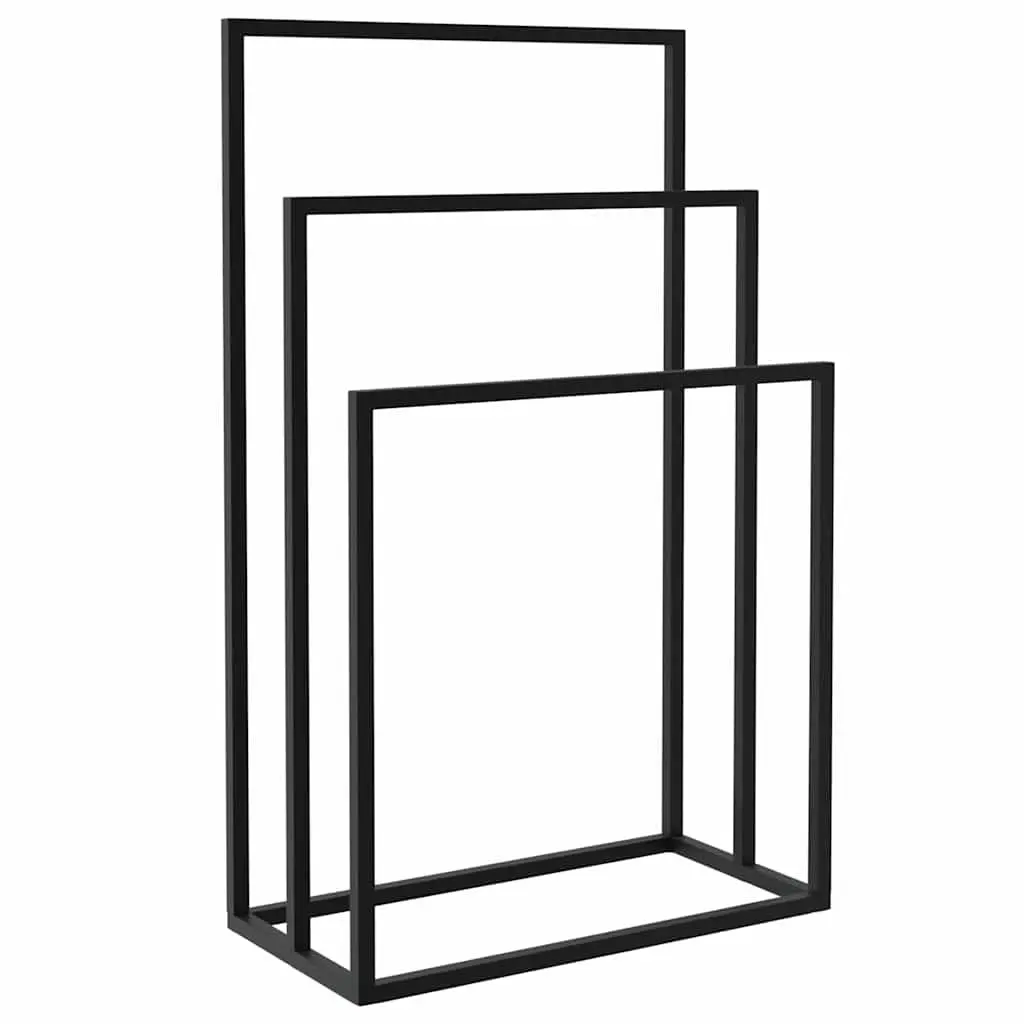 Freestanding Towel Rack 3 Tier Black Iron Bathroom Storage Holder Organiser