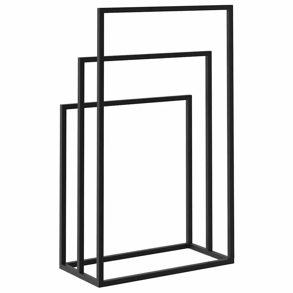 Freestanding Towel Rack 3 Tier Black Iron Bathroom Storage Holder Organiser