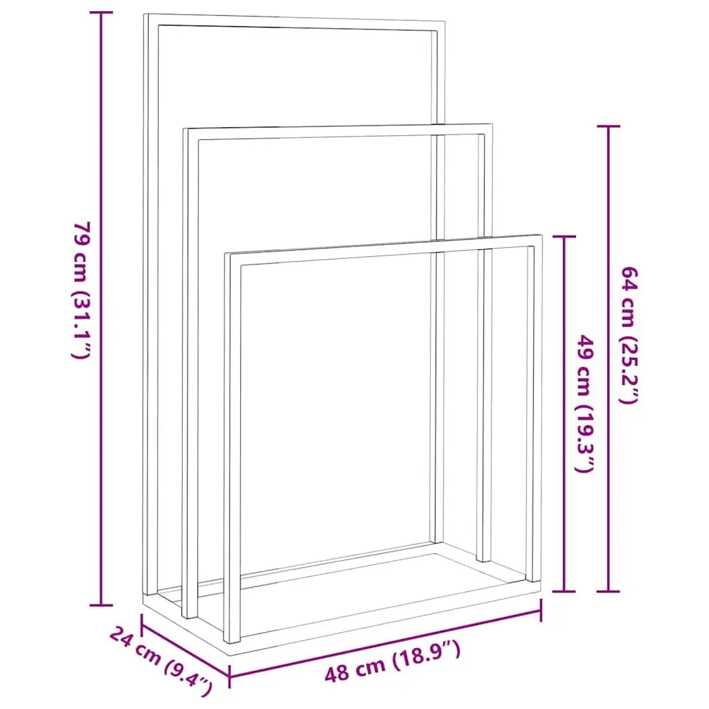 Freestanding Towel Rack 3 Tier Black Iron Bathroom Storage Holder Organiser