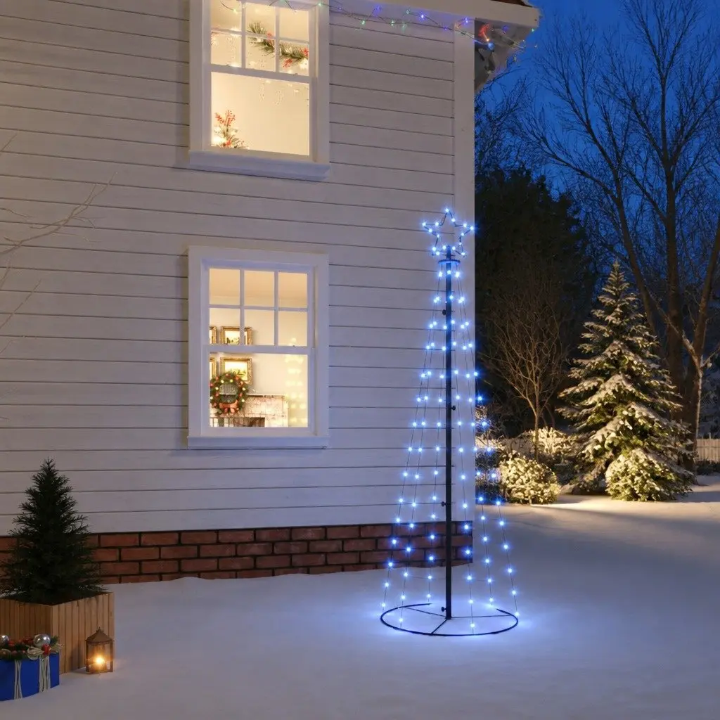Christmas Cone Tree 180cm Blue Illuminated with 108 LEDs Indoor Outdoor Display