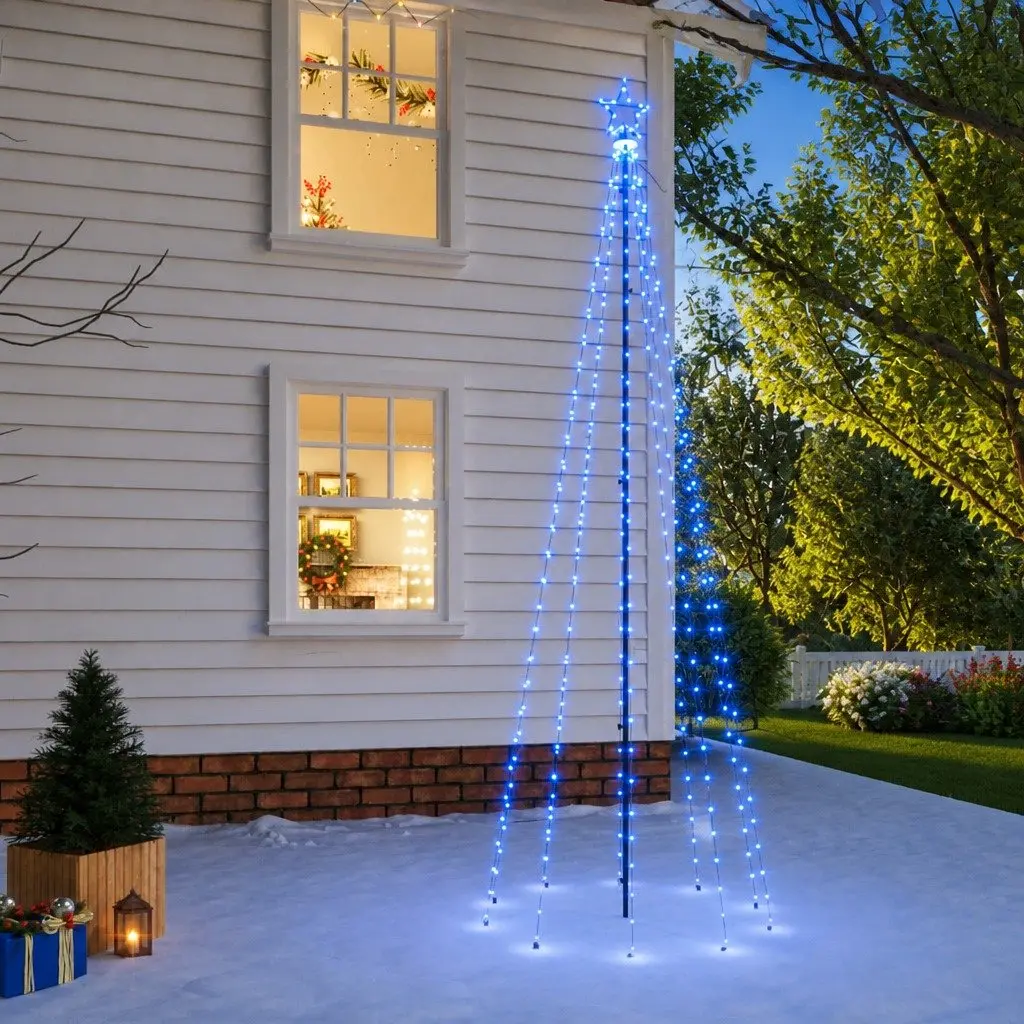 Christmas Tree with Spike 300cm Tall 310 Blue LEDs Holiday Home Decoration