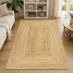 Handmade Jute Area Rug 200x300 cm Brown Natural Braided Floor Mat Home Decor